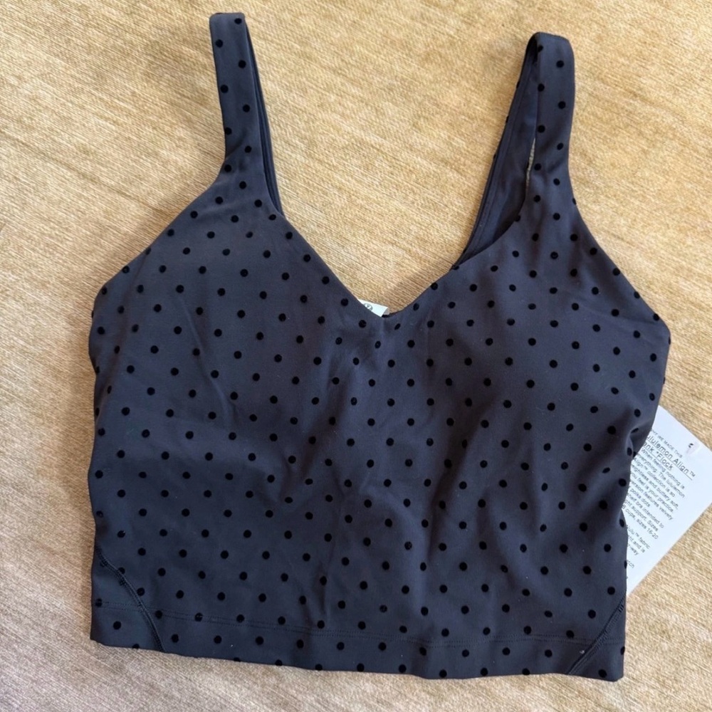 NWT Lululemon Flocked polka dot align cropped tank Size 2